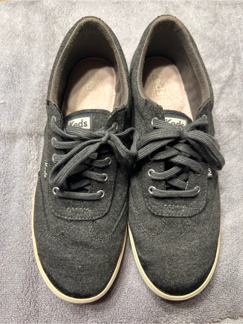Keds women Dark Gray Canvas Lace-Up Sneakers